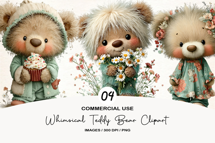 Whimsical Teddy Bear Clipart