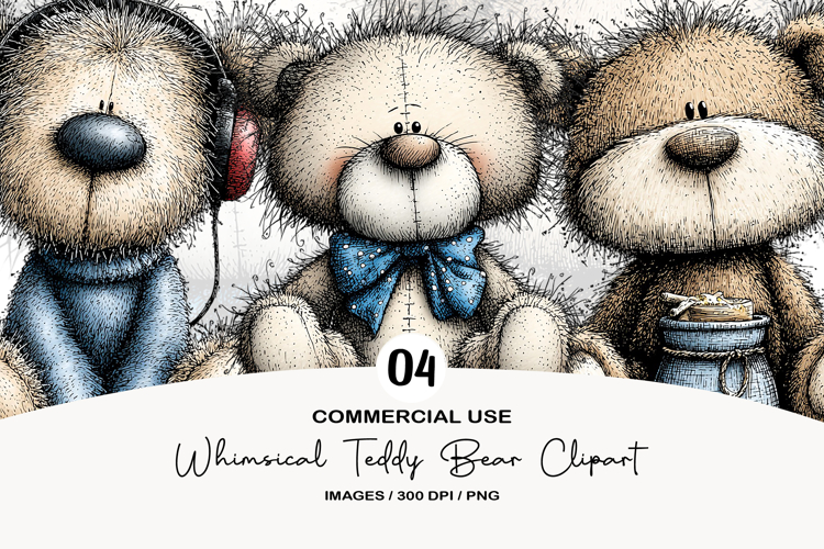 Whimsical Teddy Bear Clipart Sublimation