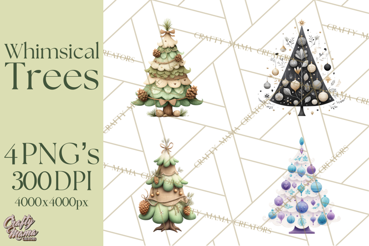 Whimsical Christmas Tree Clipart PNG Holiday Tree Images
