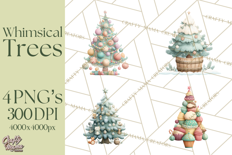 Whimsical Christmas Tree Clipart PNG Holiday Tree Images