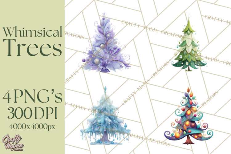 Whimsical Christmas Tree Clipart PNG Holiday Tree Images