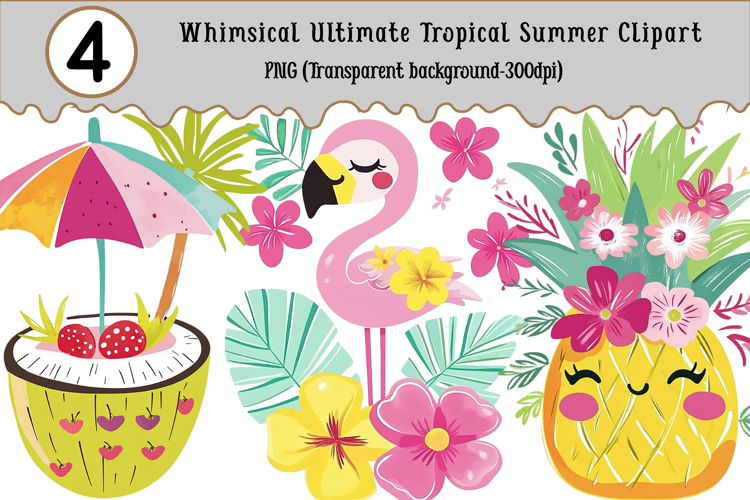 Whimsical Ultimate Tropical Summer Clipart example image 1