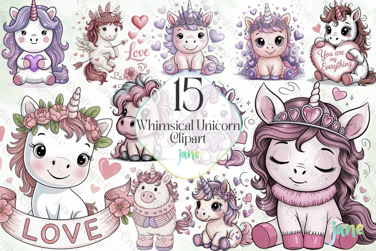 Whimsical Unicorn Clipart