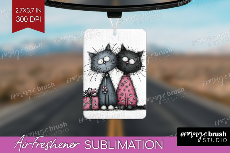 Whimsical Cat Air Freshener PNG - Valentines Day PNG