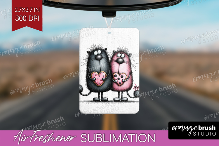 Whimsical Cat Air Freshener PNG - Valentines Day PNG