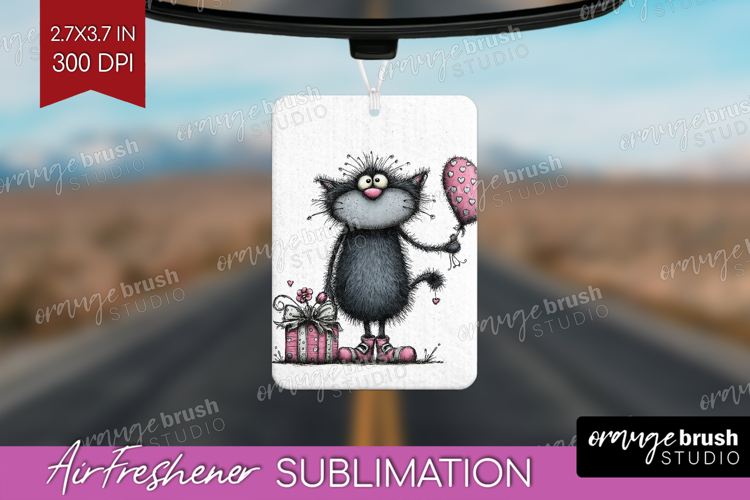 Whimsical Cat Air Freshener PNG - Valentines Day PNG