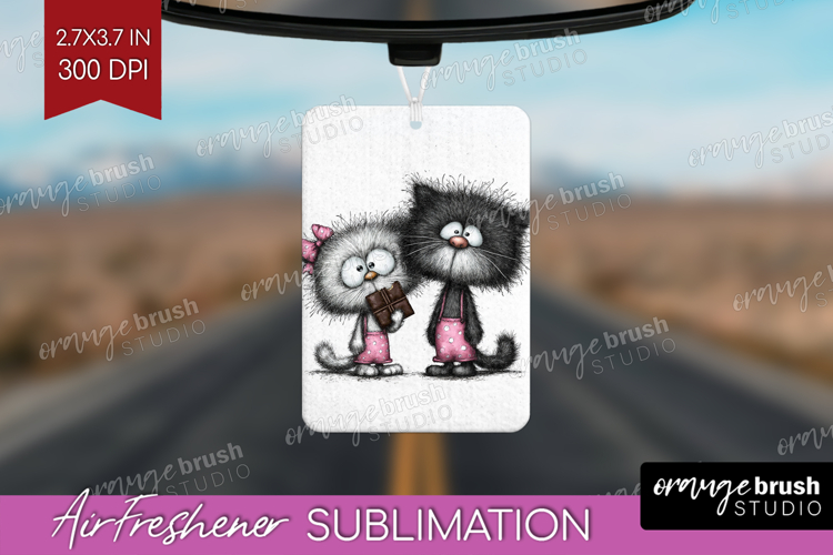 Whimsical Cat Air Freshener PNG - Valentines Day PNG