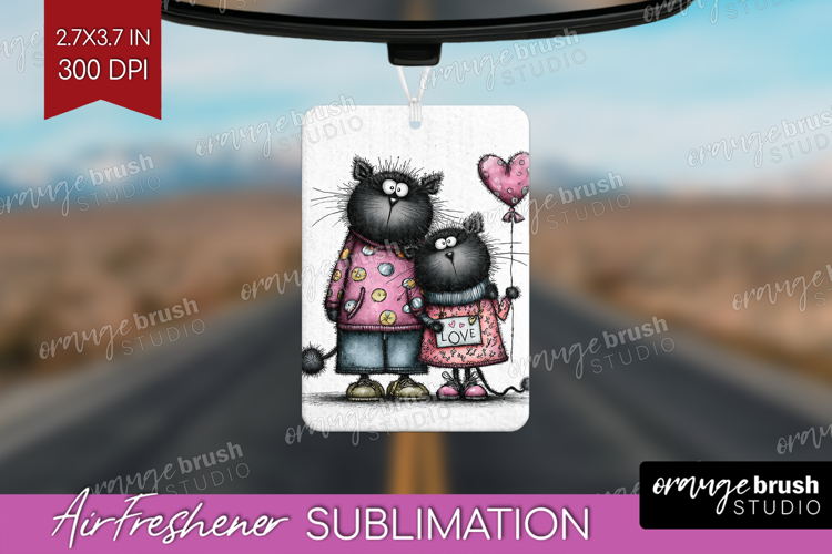 Whimsical Cat Air Freshener PNG - Valentines Day PNG