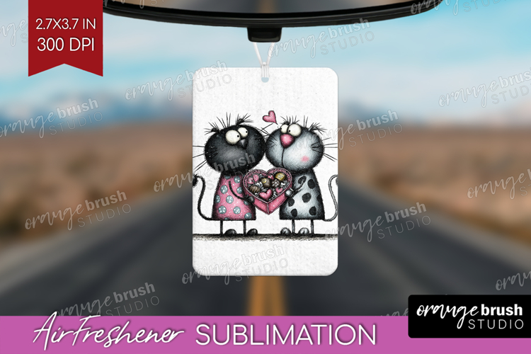 Whimsical Cat Air Freshener PNG - Valentines Day PNG
