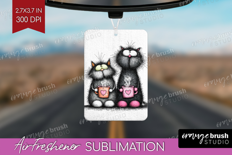 Whimsical Cat Air Freshener PNG - Valentines Day PNG