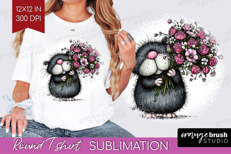Whimsical Cat Round Tshirt Background - Valentines Day PNG