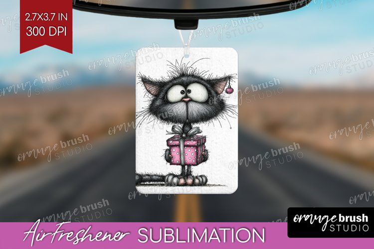 Whimsical Cat Air Freshener PNG - Valentines Day PNG