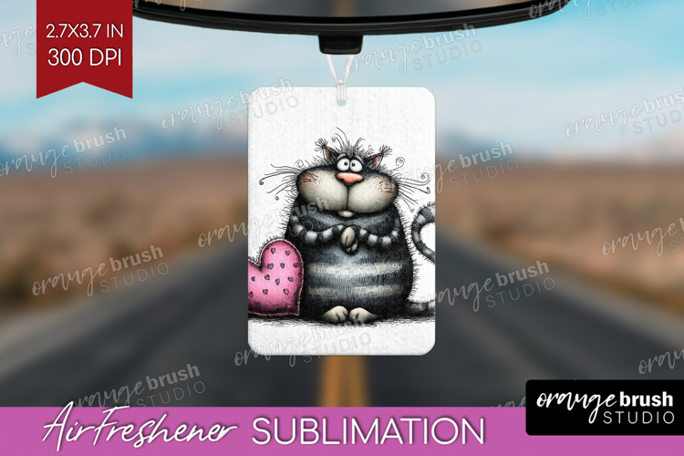 Whimsical Cat Air Freshener PNG - Valentines Day PNG