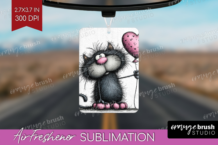 Whimsical Cat Air Freshener PNG - Valentines Day PNG