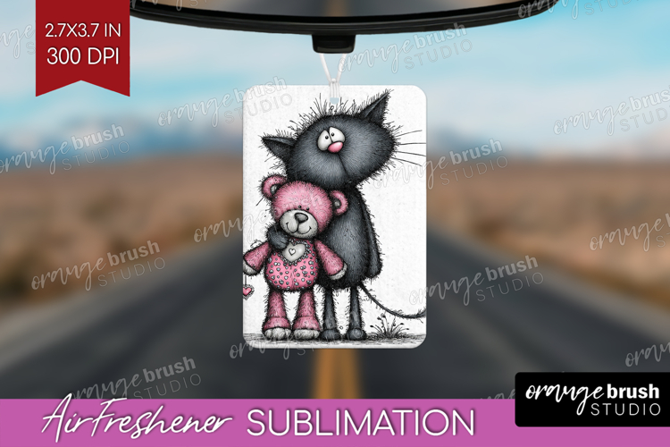 Whimsical Cat Air Freshener PNG - Valentines Day PNG
