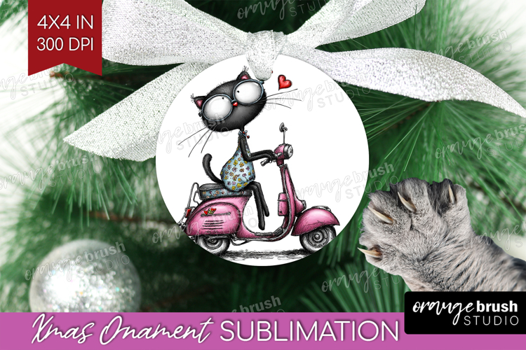 Whimsical Cat Ornament PNG - Valentines Day PNG Sublimation