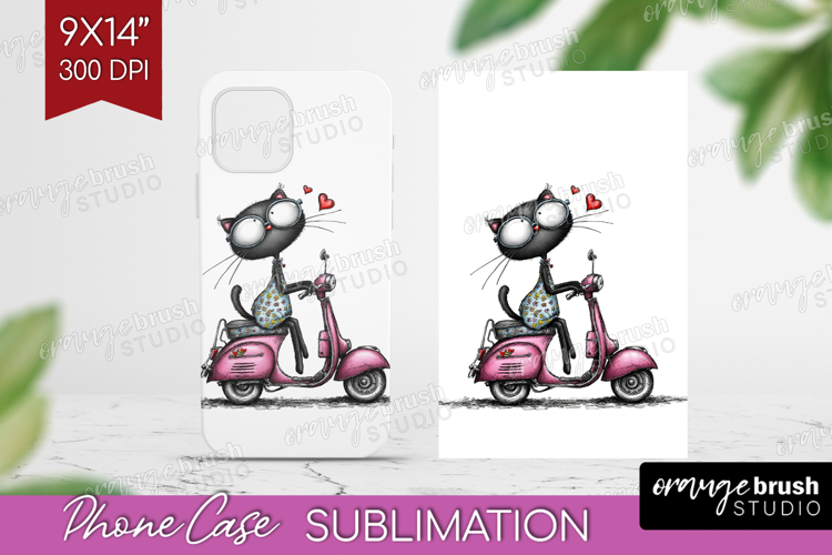 Whimsical Cat Phone Case PNG - Valentines Day Case PNG