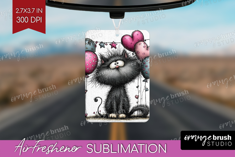 Whimsical Cat Air Freshener PNG - Valentines Day PNG