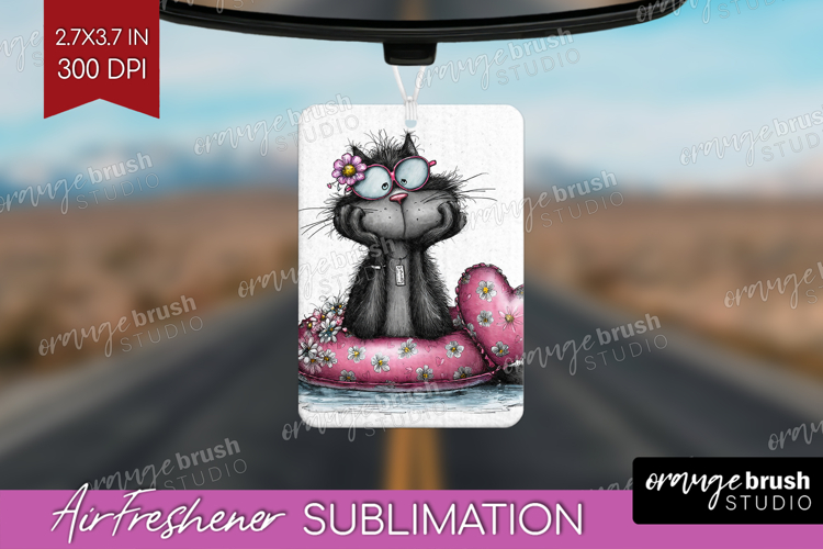 Whimsical Cat Air Freshener PNG - Valentines Day PNG