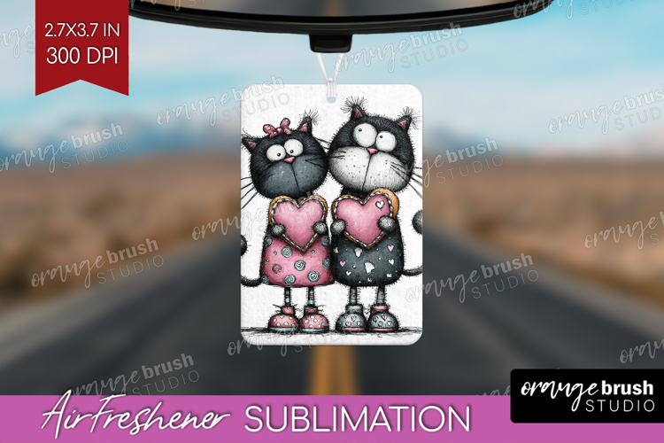 Whimsical Cat Air Freshener PNG - Valentines Day PNG
