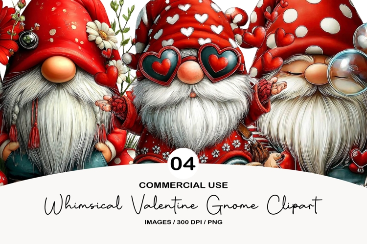 whimsical valentine gnome clipart