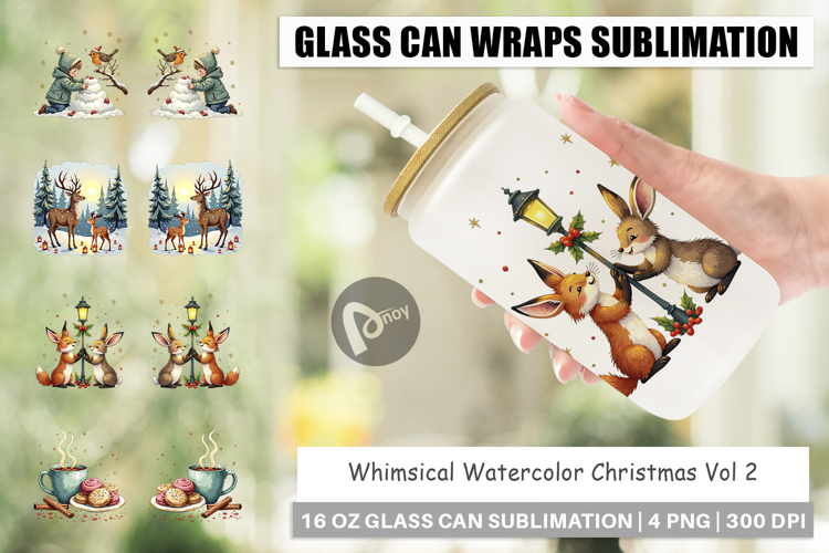 Whimsical Christmas Glass Can
