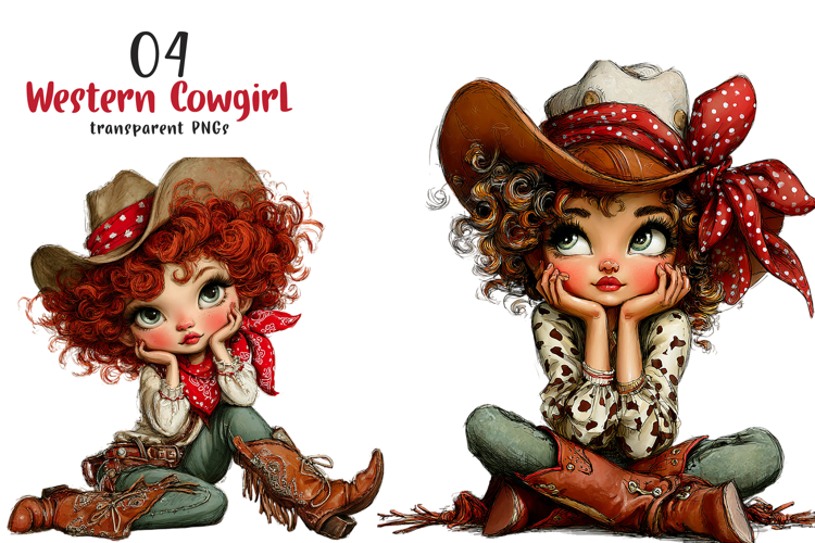 Whimsical Western Cowgirl Clipart