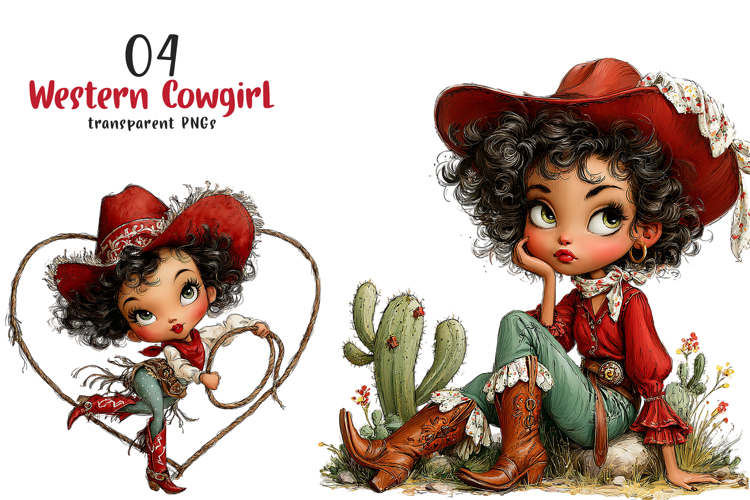 Whimsical Western Cowgirl Clipart