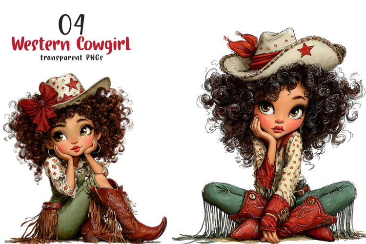 Whimsical Western Cowgirl Clipart