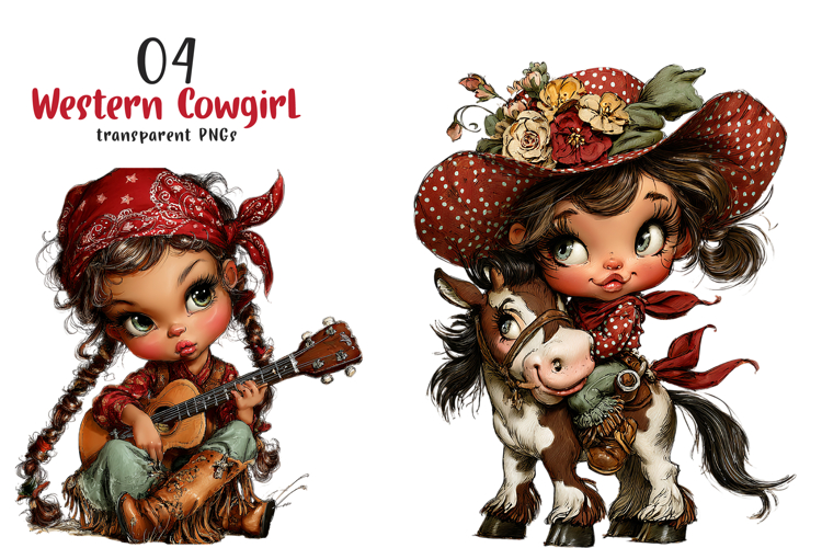 Whimsical Western Cowgirl Clipart