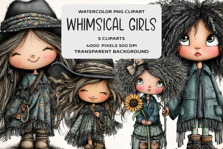 Whimsical Western Girls Clipart
