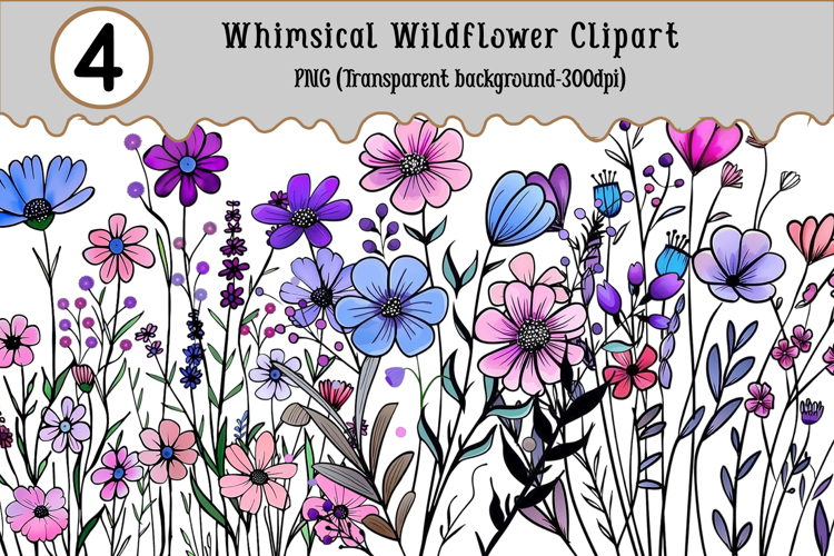 Whimsical Wildflower Clipart example image 1