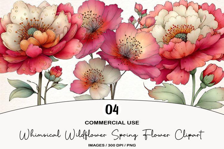 Whimsical Wildflower Spring Flower Clipart