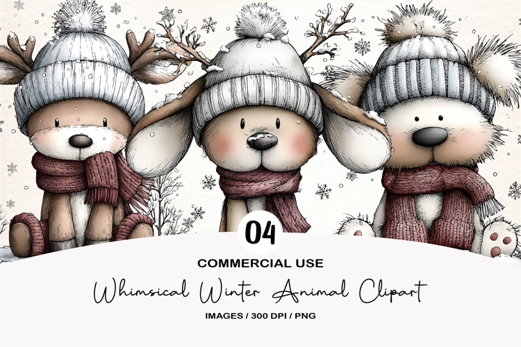 Whimsical Winter Animal Clipart
