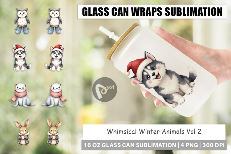 Glass Can Winter Animals