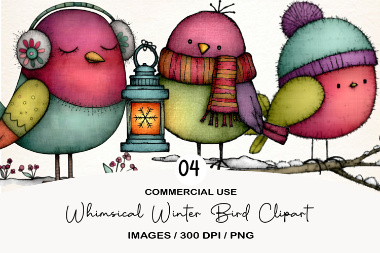 Whimsical Winter Bird Clipart
