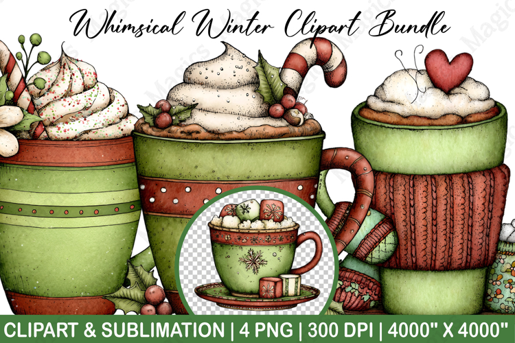Whimsical Winter Clipart Sublimation