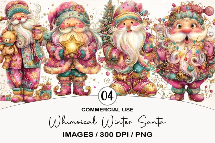 Whimsical Winter Santa Clipart
