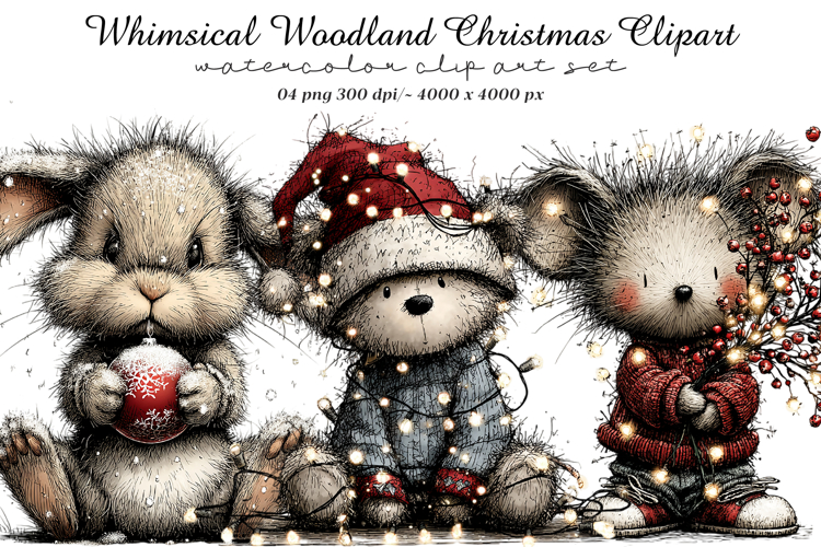 Whimsical Woodland Christmas Clipart