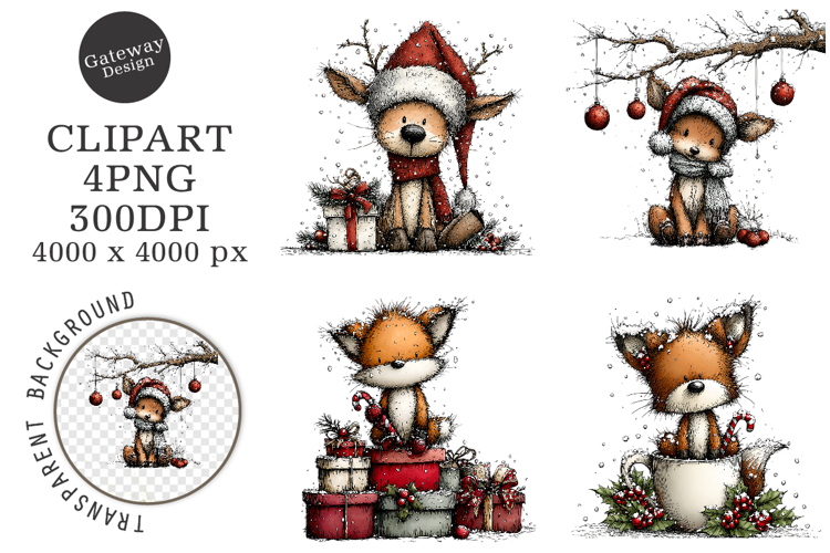 Whimsical Woodland Christmas Clipart