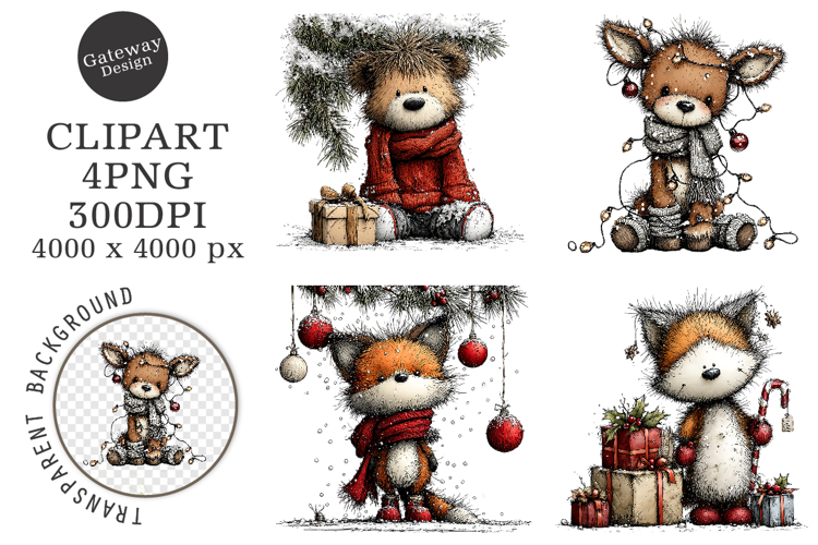 Whimsical Woodland Christmas Clipart