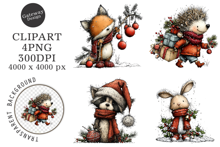 Whimsical Woodland Christmas Clipart