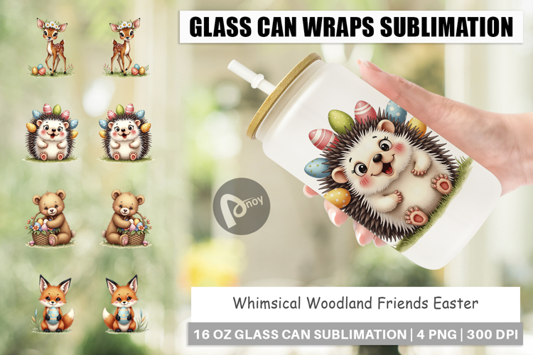 Woodland Friends Easter Glass Can