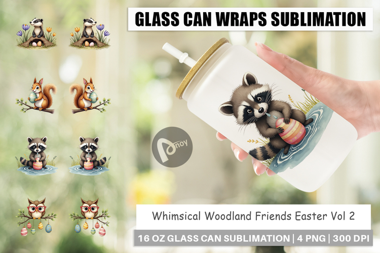 Woodland Friends Easter Glass Can