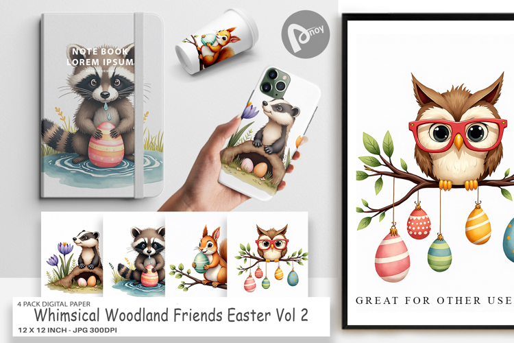 Woodland Friends Easter Digital Paper