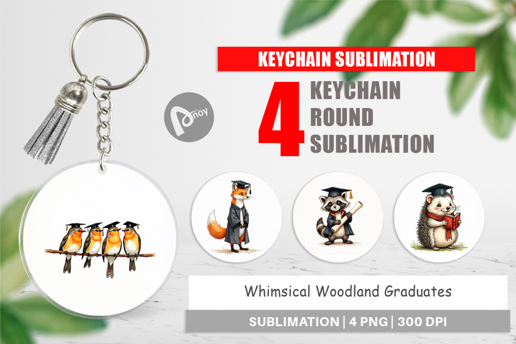 Whimsical Woodland Grad Keychain