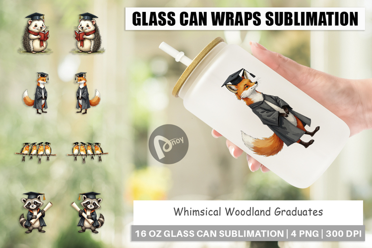 Whimsical Woodland Grad Glass Can
