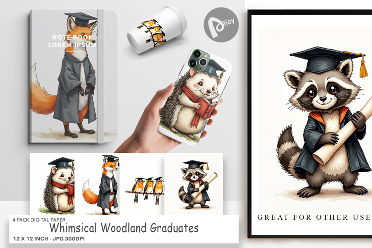 Whimsical Woodland Grad Digital Paper