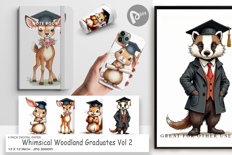 Whimsical Woodland Grad Digital Paper