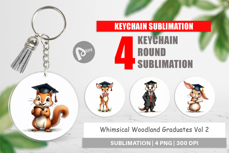 Whimsical Woodland Grad Keychain